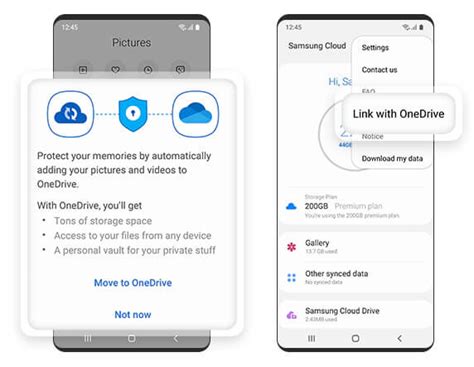 link samsung phone to onedrive